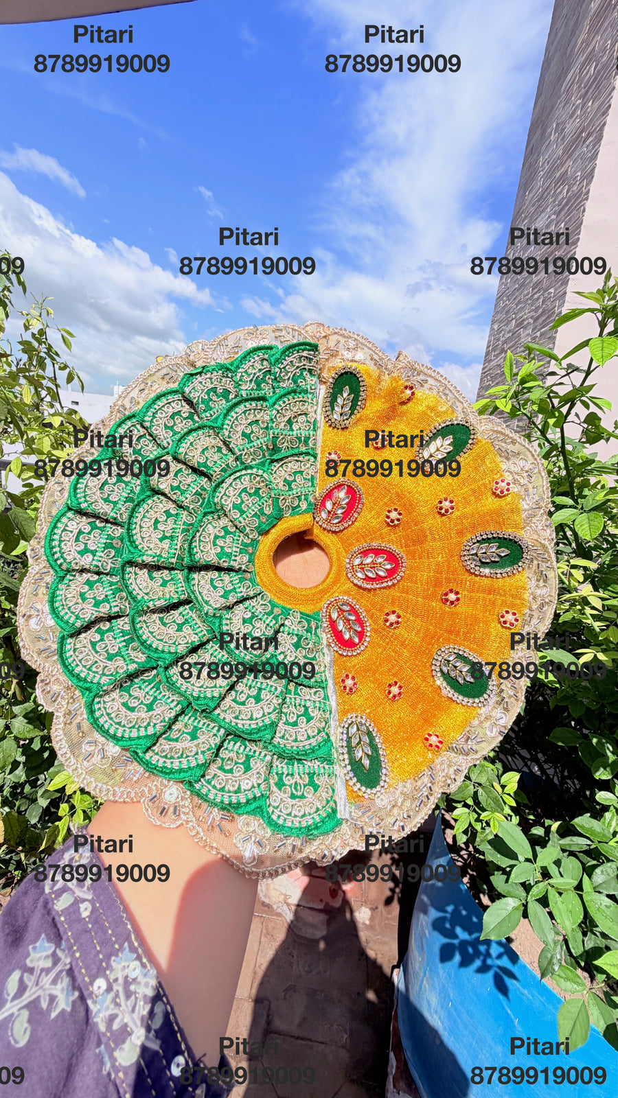 Haldi green kundan work