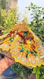 Yellow embroidered set 4 inches
