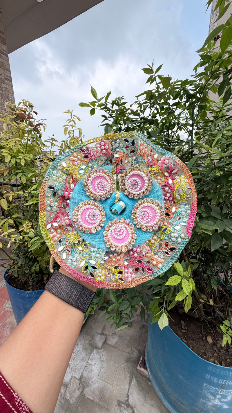 Blue mirror work size 3 ,7 inches